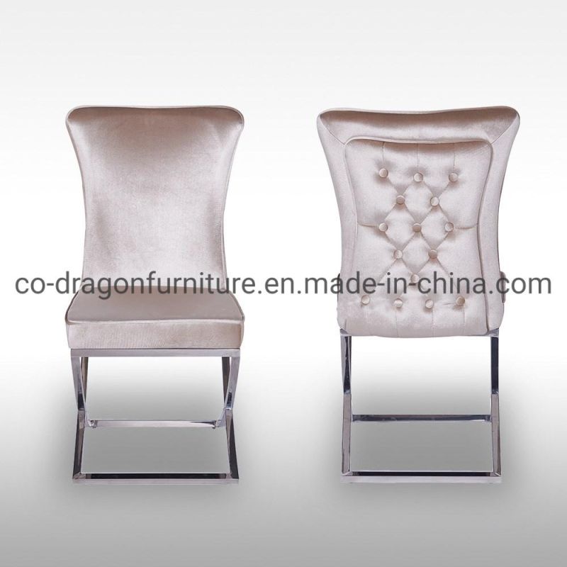 Europe Modern Furniture Metal Leg Fabric High Back Dining Chair