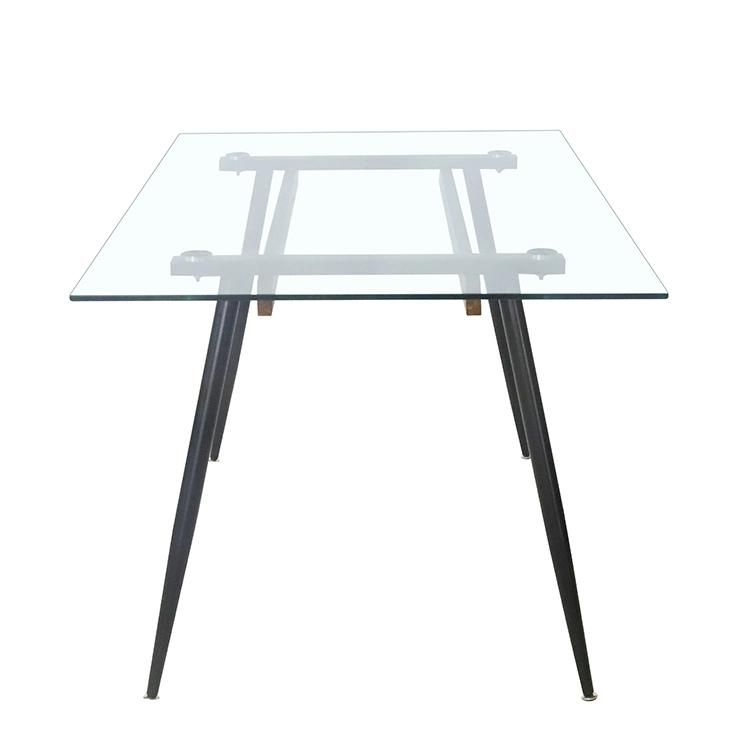 Hot Sale High Quality of Glass Cheap Simple Style Modern Glass Top Dining Table