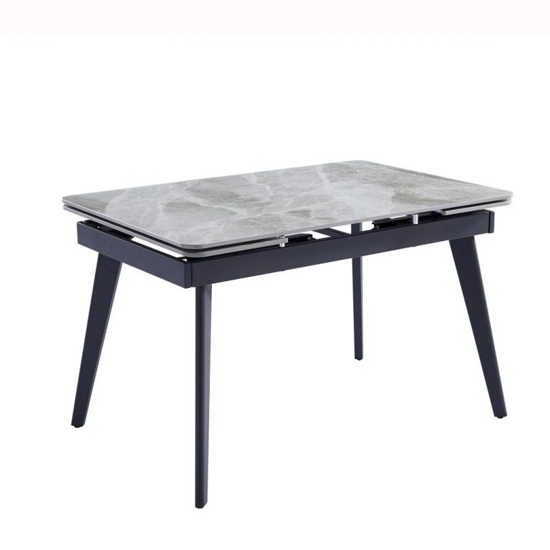 Contemporary New Design Luxury Sinered Stone Top Dining Table with X Shape Black Iron Leg