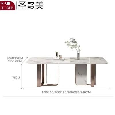 Modern High-Grade Furniture Stainless Steel Rock Plate Dining Table