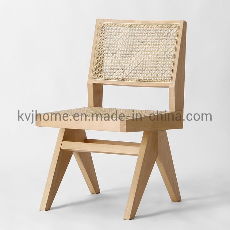 Kvj-6543 Beech Wood Natural Rattan Pierre Jeanneret Dining Chair