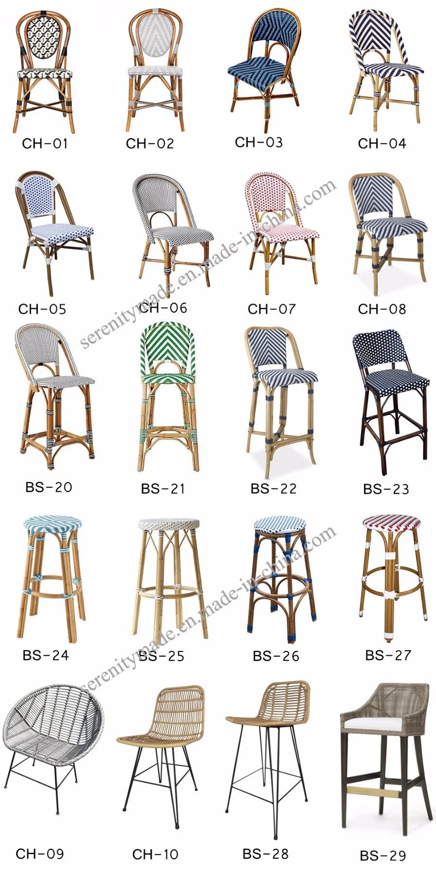 French Bistro Braided PE Rattan Aluminium Frame Dining Chair