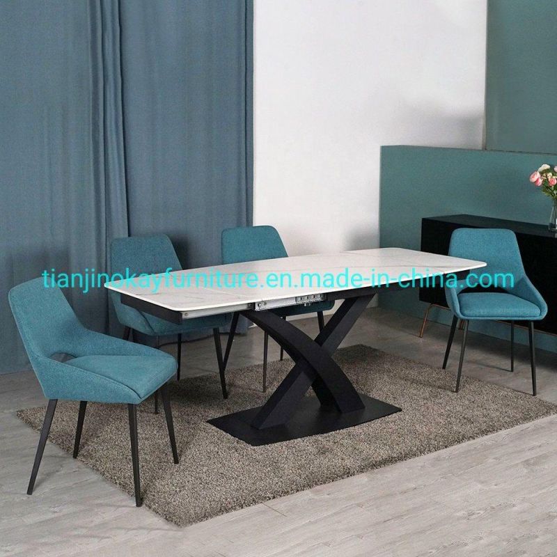 Dining Table and Chairs Stainless Steel Frame Luxury Dining Table Set Modern Marble Dining Room Table