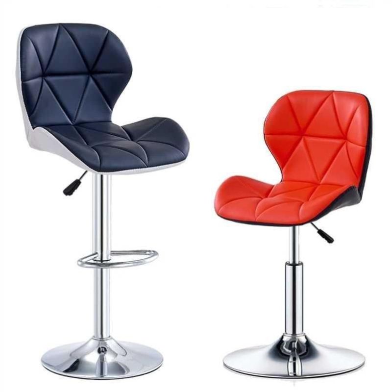 High Quality PU Leather Chromed Armrest Metal Frame Swivel Bar Chair