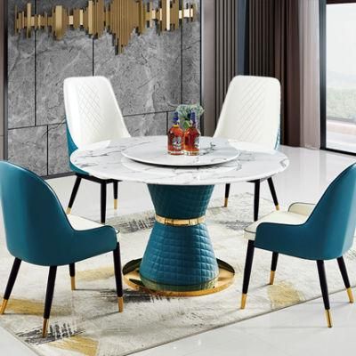 Stainless Steel Marble Dining Table Set Furniture Modern Round Table