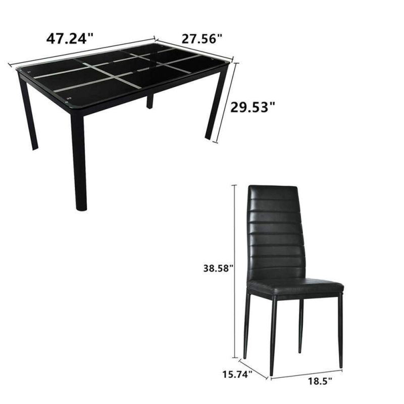 Wholesale Cheap Black Tempered Glass Dining Room Furniture Coating Glass Dining Table