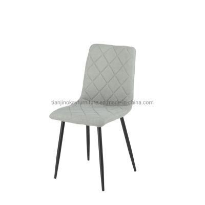 Cheap Small Fabric Diamond-Type Stitching Dining Chair with Black Powder Coating Legs