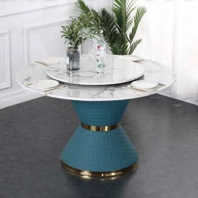 Modern Furniture Stainless Steel Gold Marble Center Round Table