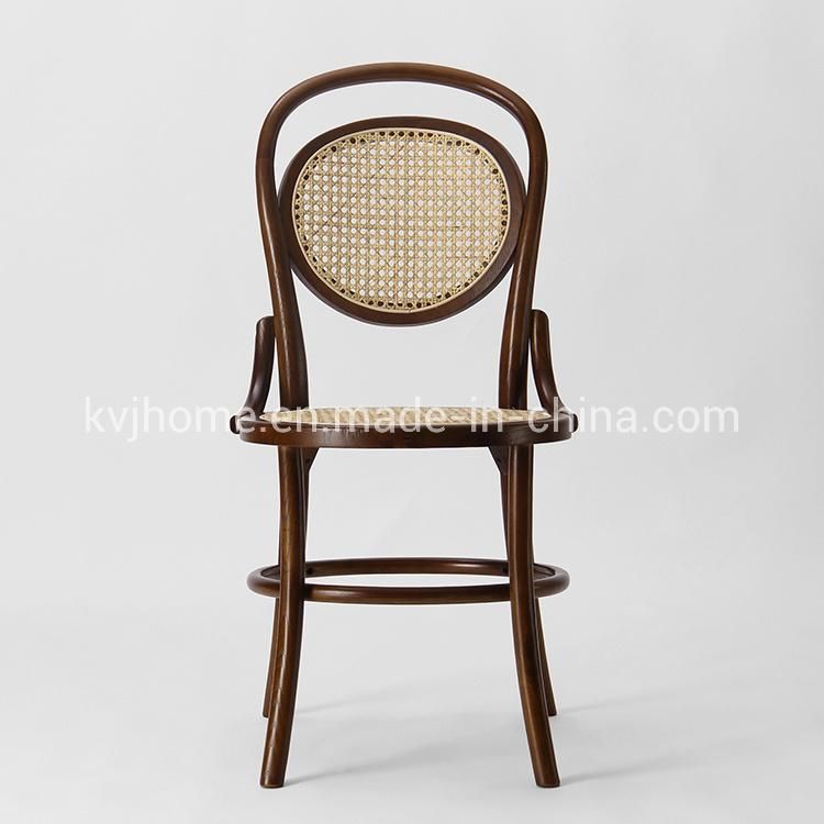 Kvj-6048 Natural Color Cane Webbing Rattan Solid Wood Dining Chair