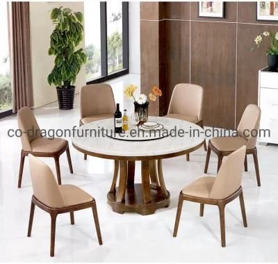 Modern Dining Table 6 Seats with Wooden and Marble Top