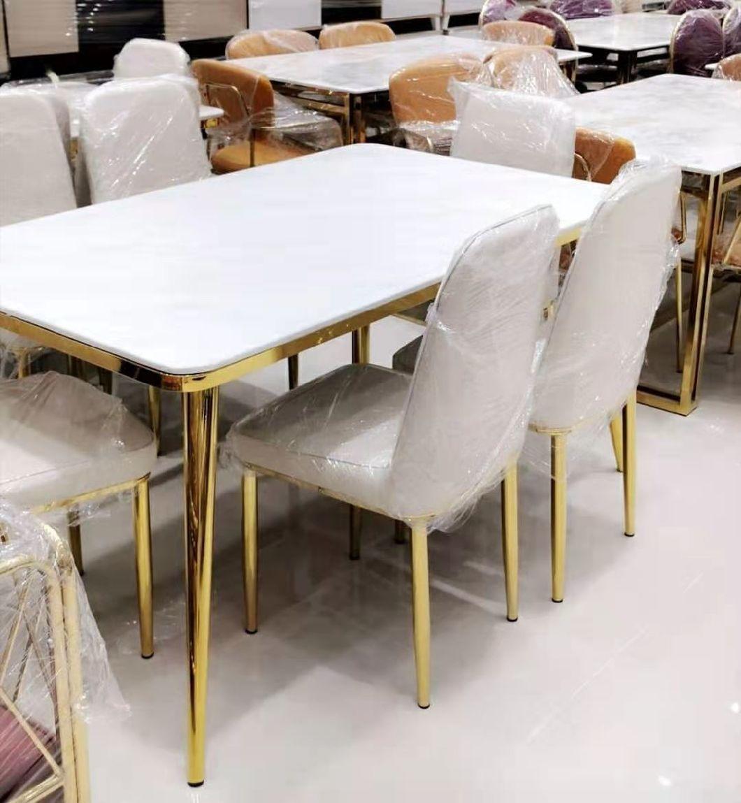 Light Luxury Home Use White Square Marble Top Dining Table Cheap Price