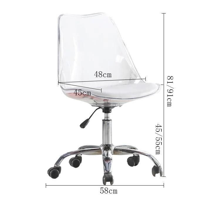 Transparent Chair Modern Transparent Seat Chair with Cushion Swivel Lift Office Chair