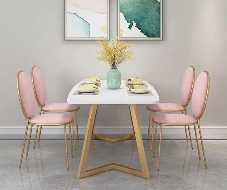 Modern Marble Top Rectangle Dining Table with Dining Chair