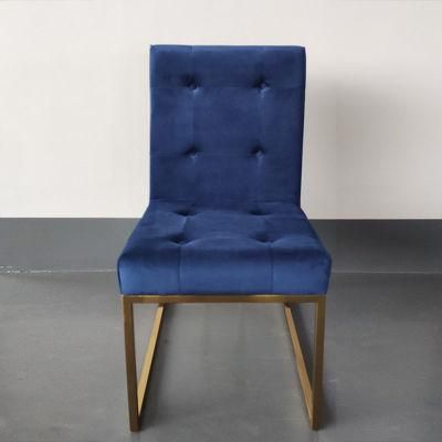 Elegant Velvet Dining Chair with Golden Legs Used in Banquet Hotel Coffee Shop