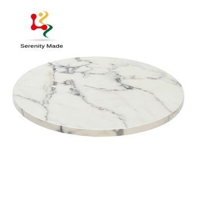 Coffee Shop Furniture Round Artifical Marble Dining Table Top