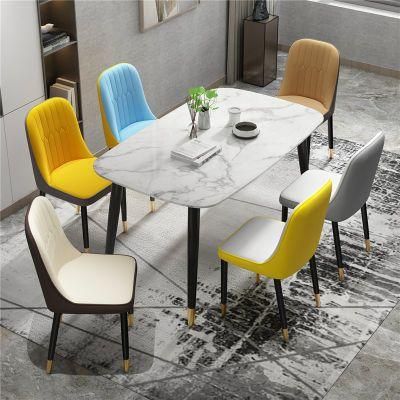 White Marble Dining Table with 6 Chairs