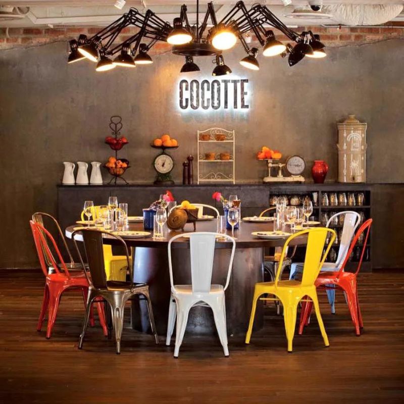 Industrial Vintage Coffee Restaurant Metal Tolix Chair Outdoor Furniture Colorful