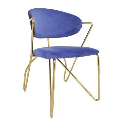 Wholesale Home Furniture Gold Chrome Iron Legs Dining Chair Nordic Style Velvet Fabric Chair