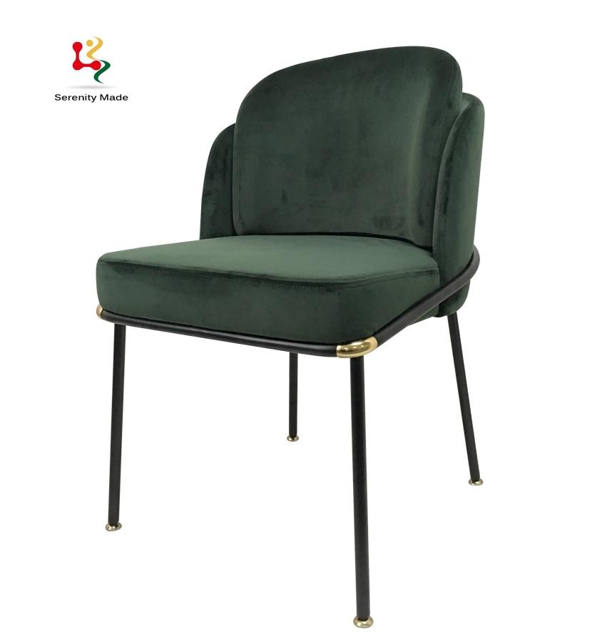 Nordic Style Velvet Upholstered Seat Hotel Bar Restaurant Dining Chair