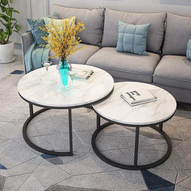 Round Upscale Marble Hotel Modern Coffee Table