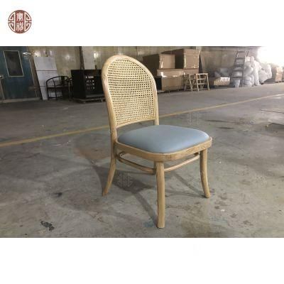 Hotel Restaurant Furniture Set Wooden Dining Chair with Rattan Design