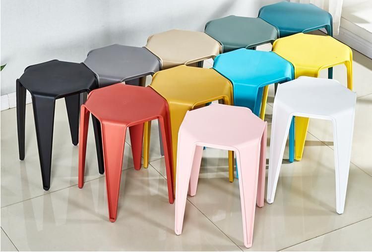 China Products Suppliers Modern Dinner Restaurant Cafe Space Saving Portable Stool Hotel Furniture Outdoor Garden PP Resin Plastic Dining Chairs