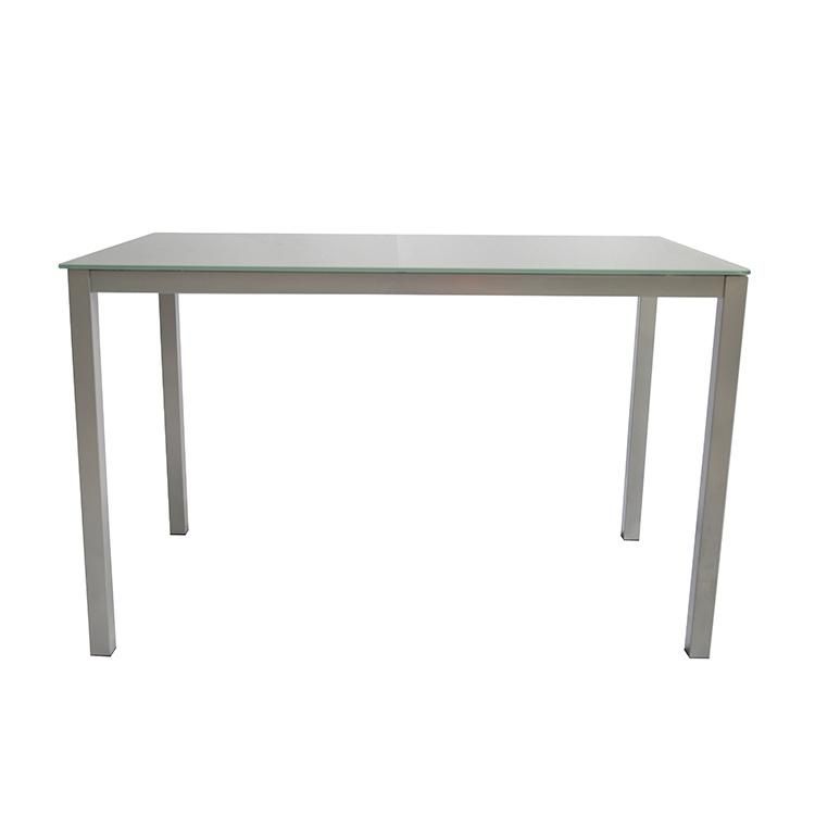 Newest Clear Tempered Glass Top Dining Table with Silver Stainless Steel Legs