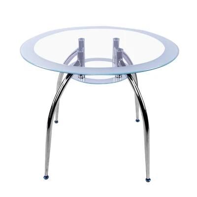 Factory Price Wholesale Glass Dining Table with Iron Metal Leg