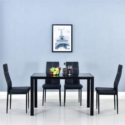 OEM 4/6 Seater China Home Furniture Manufacturer Modern Design 8mm Thickness Tempered Glass Dining Room Set Restaurant Tables