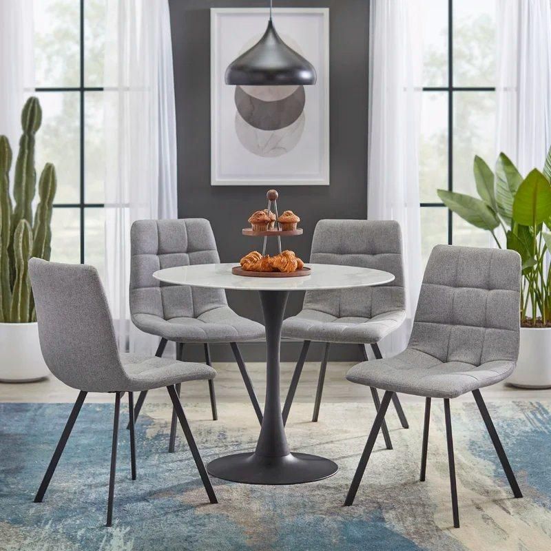 Cheap Home Furniture Dining Table Set Restaurant Modern Comedores 4 Sillas Square Metal Legs Dining Set