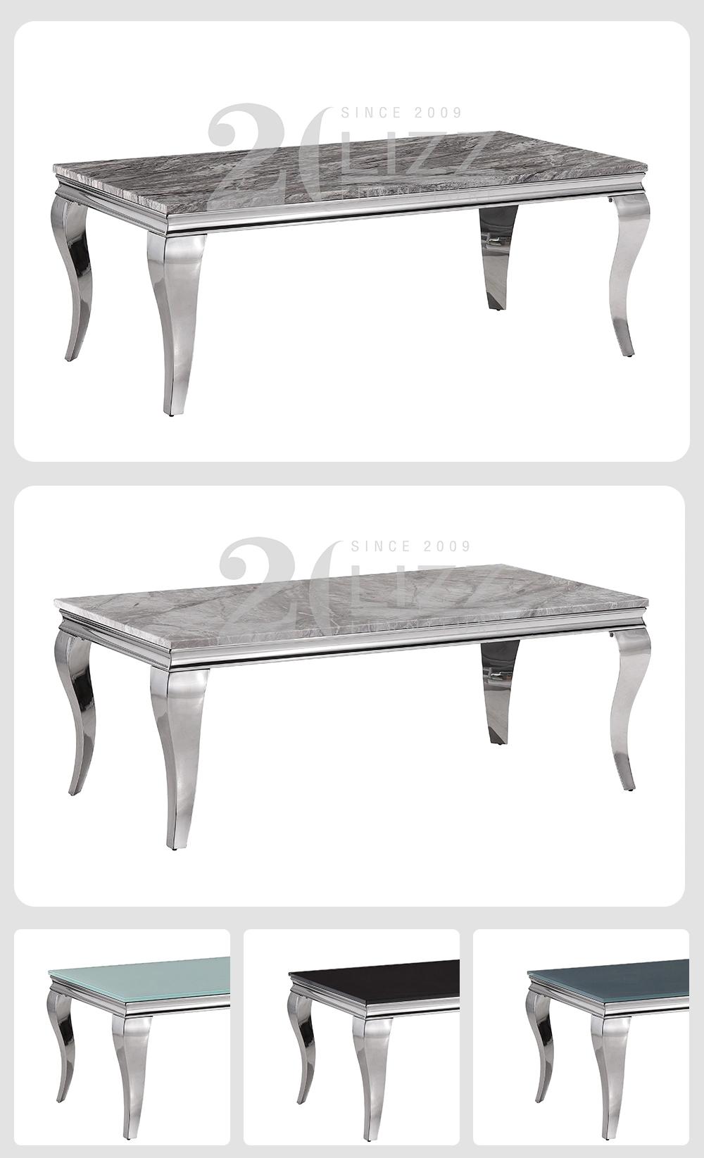 Nordic Modern Design Home Furniture Silver Metal Leg Restaurant Dining Room Table Set