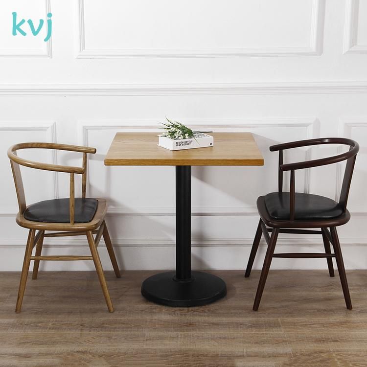 Kvj-7254 -1 Restaurant Cafe Modern Wooden Steel Legs Dining Table