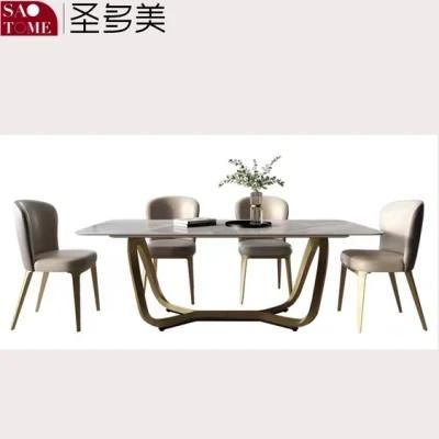 Modern High-Grade Stainless Steel Rock Plate Furniture Dining Table