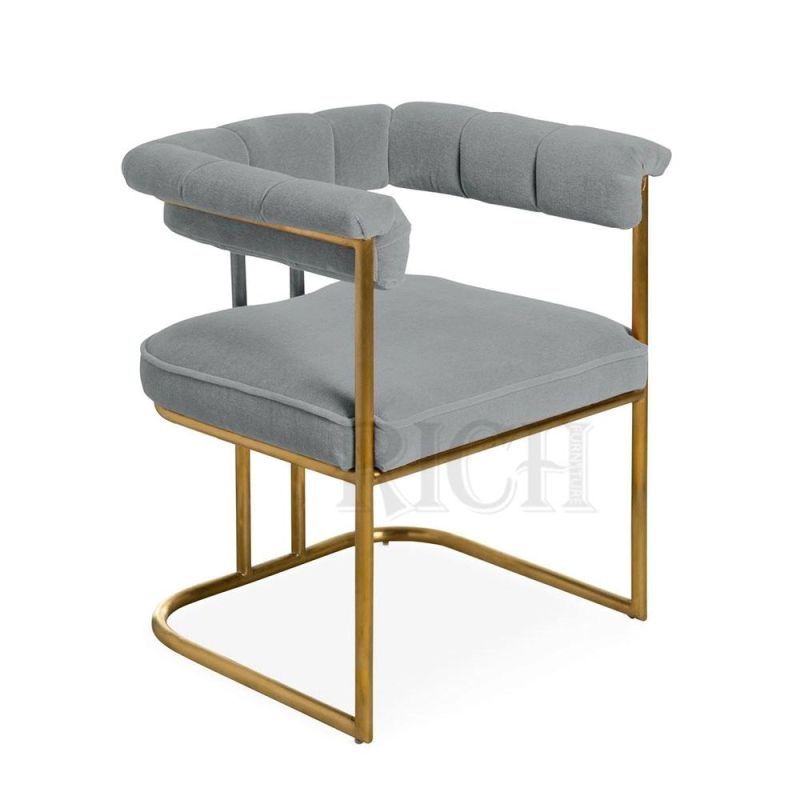 Modern Cafe Side Chair Gold Stainless Steel Metal Legs Dinner Chair