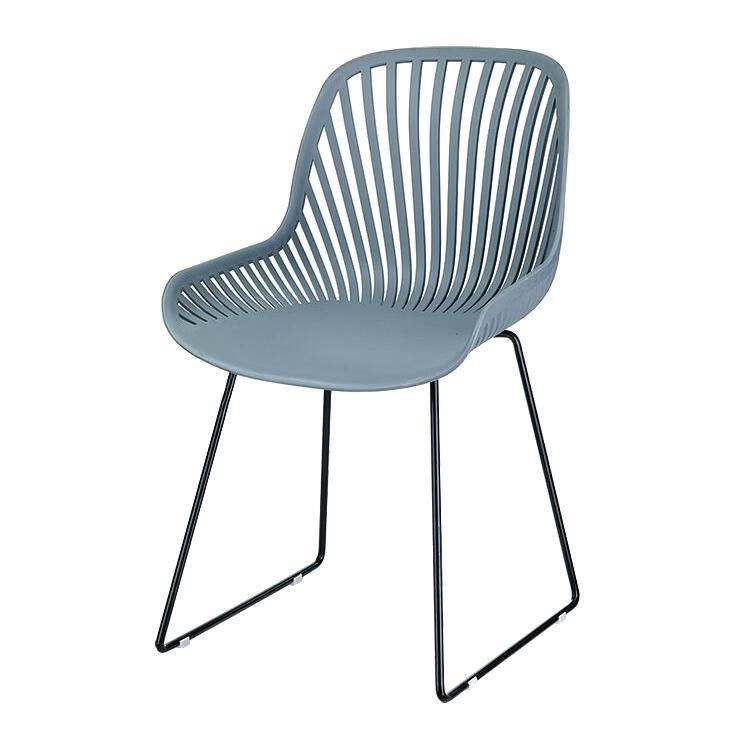 Hot Selling High Quality PP Plastic Seat with Metal Frame Legs Outdoor Back Dining Chair with Arms