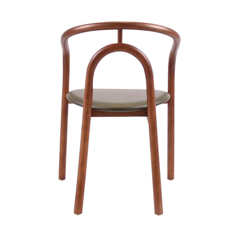 Modern Cafe Shop Furniture Wooden Dining Chair with Fabric Seat