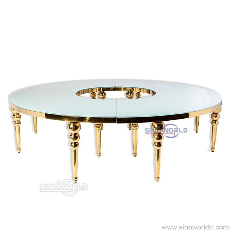 Luxury Hotel Banquet Cake Table Dining Gold Wedding Stainless Steel Table