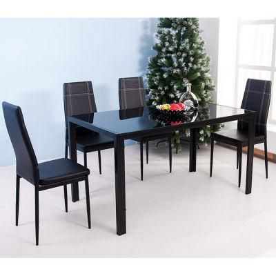 Modern PU Leather Black Dining Tables and Chairs Set for Dining Room