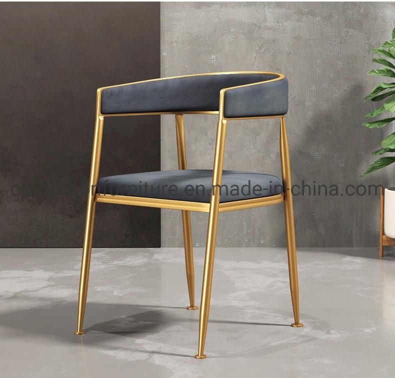 Modern Home Furniture Steel Leg Leather Dining Chair with Arm