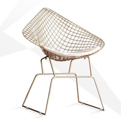 Modern Classic Golden Metal Dining Bertoia Side Wire Chairs Outdoor Waterproof Iron Dining Chair