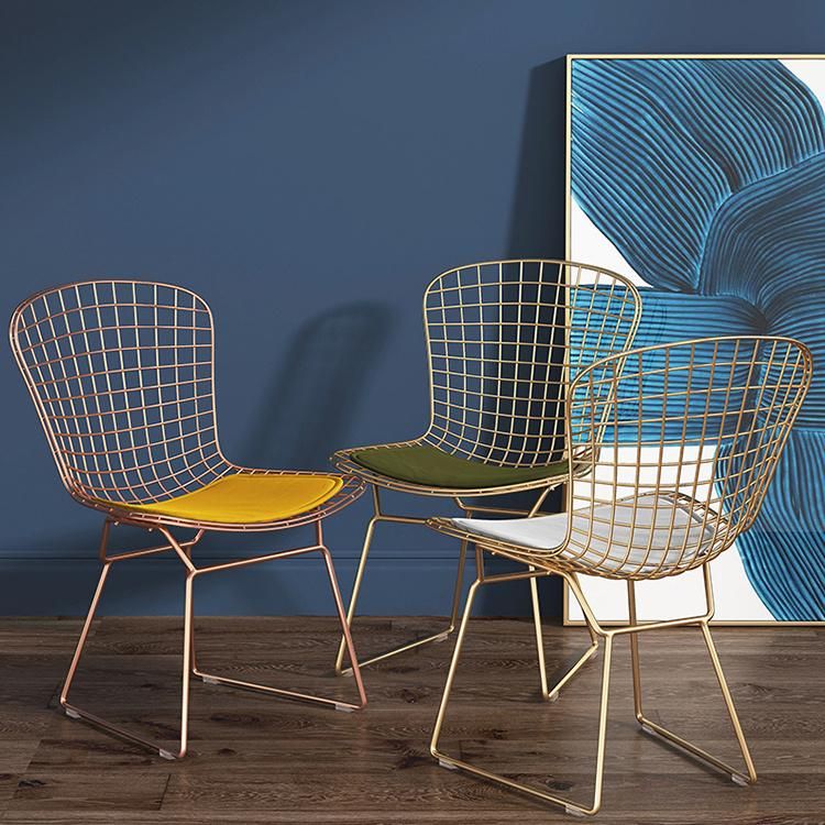 Factory Direct Sales Golden Backrest Grid Chair Kitchen Dining Chair Metal Stool Summer Cool Spain Nordic Simple Modern Furniture Dining Chair