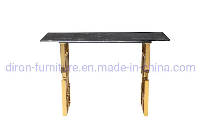 Foshan Furniture Stainless Steel Rectangle Tempered Black Dining Table