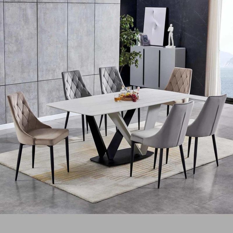 Modern OEM Furniture Porcelain Artificial Sintered Stone Marble Dining Table Set