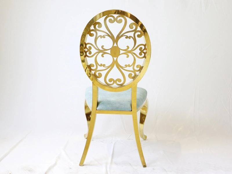 Wholesale Event Furniture Banquet Chair with Gold Metal Back Decoration