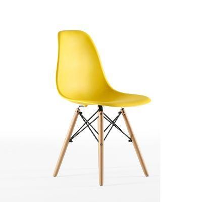 Furniture Wholesale Wooden Leg Dining Chair Yellow Plastic Nordic Eiffel Chair Dining Room Sets Wood Chairs