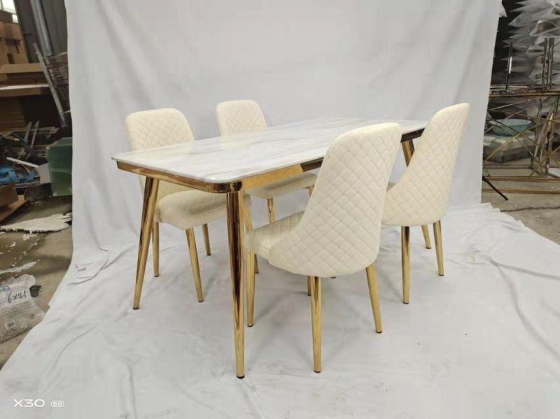 Post Modern Light Luxury Iron Small Apartment Marble Dining Table