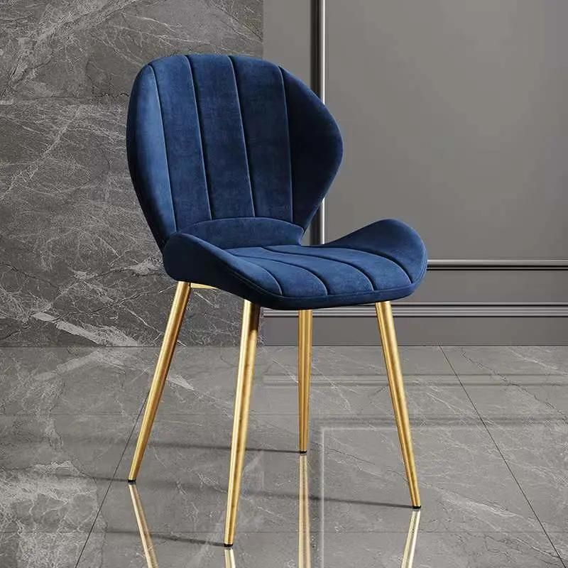 High Quality Nordic Velvet PU Leather Dining Chair with Metal Leg