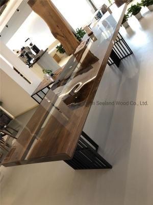 Custom Size Solid Wooden Coffee Table /Walnut Butcher Block Top /Epoxy Resin Table/ Natural Wood Table / Epoxy Dining Table/ Console with Live Edge