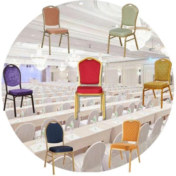 Fashionable Stackable Wedding Furniture Comfortable Metal Dining Silla Banquet Chair