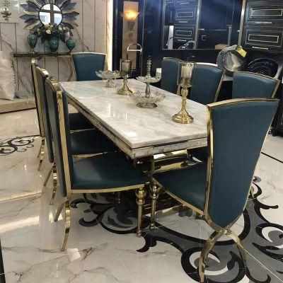 New Design Modern Gold Stainless Steel High Back Dining Chair for Banquet and Wedding